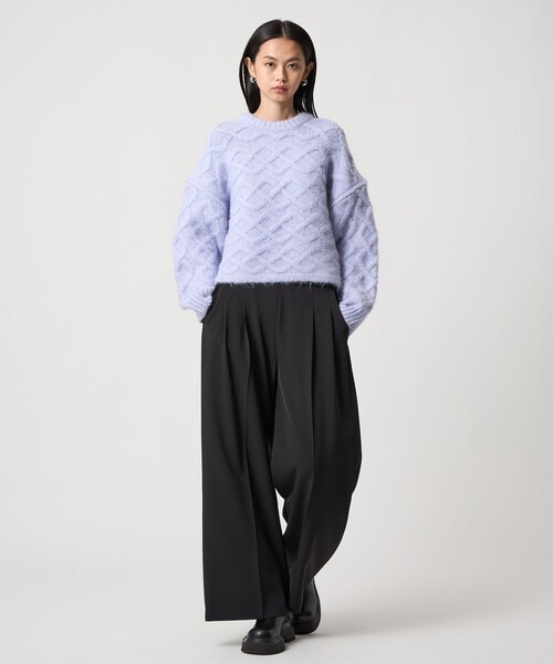 EMMEL REFINES（エメルリファインズ）の「＜EMMEL REFINES＞EM ハイウエスト ワイドパンツ（スラックス・レディース・ブラック/ライトグレー・M/S）」の6枚目の写真