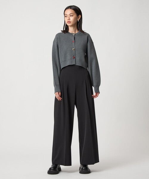 EMMEL REFINES（エメルリファインズ）の「＜EMMEL REFINES＞EM ハイウエスト ワイドパンツ（スラックス・レディース・ブラック/ライトグレー・M/S）」の10枚目の写真