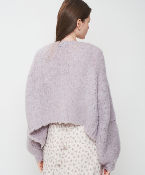 ME COUTURE(ミークチュール)の「Alpaca ブラッシュドニットカーディガン(カーディガン/ボレロ・レディース・オフホワイト/ラベンダー・FREE)」の15枚目の写真