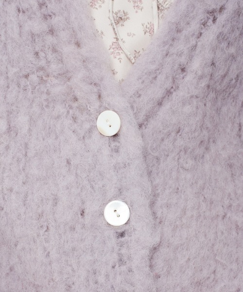 ME COUTURE(ミークチュール)の「Alpaca ブラッシュドニットカーディガン(カーディガン/ボレロ・レディース・オフホワイト/ラベンダー・FREE)」の17枚目の写真