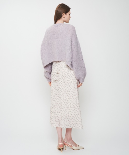 ME COUTURE(ミークチュール)の「Alpaca ブラッシュドニットカーディガン(カーディガン/ボレロ・レディース・オフホワイト/ラベンダー・FREE)」の10枚目の写真