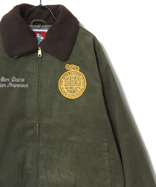 BEN DAVIS(ベンデイビス)の「BEN DAVIS/ベンデイビス REMOVAL BOA COLLAR CORD JACKET/オーバーサイズ コーデュロイ 襟ボア ワッペン刺繍 ワークジャケット/中綿ジャケット/レディース メンズ(ブルゾン・メンズ・カーキ/ブラウン/ネイビー・M/L/XL)」の6枚目の写真