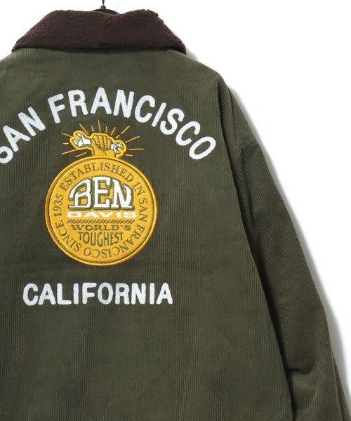 BEN DAVIS(ベンデイビス)の「BEN DAVIS/ベンデイビス REMOVAL BOA COLLAR CORD JACKET/オーバーサイズ コーデュロイ 襟ボア ワッペン刺繍 ワークジャケット/中綿ジャケット/レディース メンズ(ブルゾン・メンズ・カーキ/ブラウン/ネイビー・M/L/XL)」の7枚目の写真