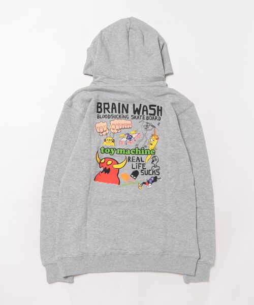 TOY　MACHINE（トイ　マシーン）の「TOY MACHINE/トイマシーン BRAIN WASH Paka キッズ パーカー 25A904-43（パーカー・キッズ・ブラック/ヘザーグレー・130cm/160cm/150cm/140cm）」の13枚目の写真