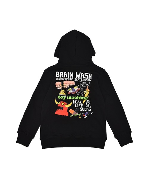 TOY　MACHINE（トイ　マシーン）の「TOY MACHINE/トイマシーン BRAIN WASH Paka キッズ パーカー 25A904-43（パーカー・キッズ・ブラック/ヘザーグレー・130cm/160cm/150cm/140cm）」の10枚目の写真