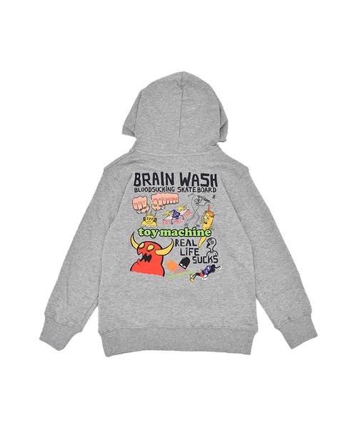 TOY　MACHINE（トイ　マシーン）の「TOY MACHINE/トイマシーン BRAIN WASH Paka キッズ パーカー 25A904-43（パーカー・キッズ・ブラック/ヘザーグレー・130cm/160cm/150cm/140cm）」の8枚目の写真