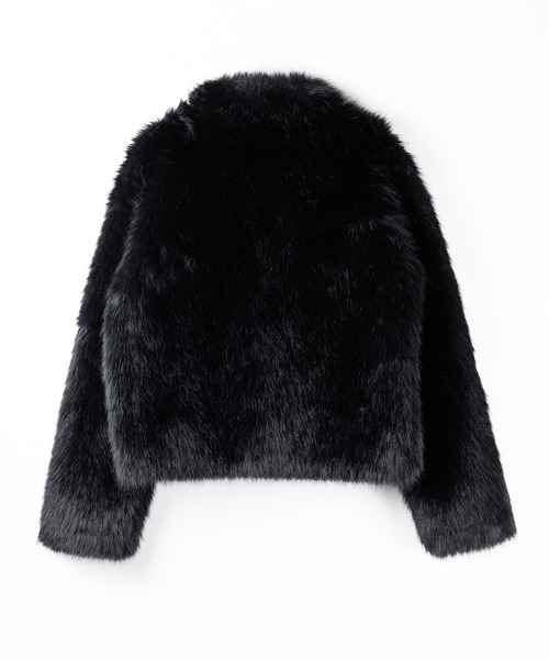 5color 】スタンドカラーフェイクファークロップドコート ／ stand