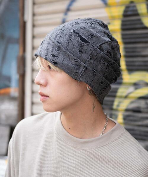 WEGO(ウィゴー)の「WEGO/ダメージルーズワッチ(ニットキャップ/ビーニー・レディース・ブラウン/ダークグレー・FREE)」の2枚目の写真