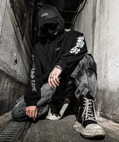 BlackLetter】Triple Pattern Logo Hoodie(ブラック)（パーカー