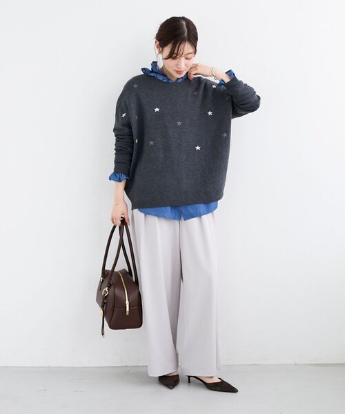 le.coeur blanc（ルクールブラン）の「《手洗い可能》スター刺繍ニットプルオーバー（ニット/セーター・レディース・グレー/ベージュ/ブラウン・38）」の12枚目の写真