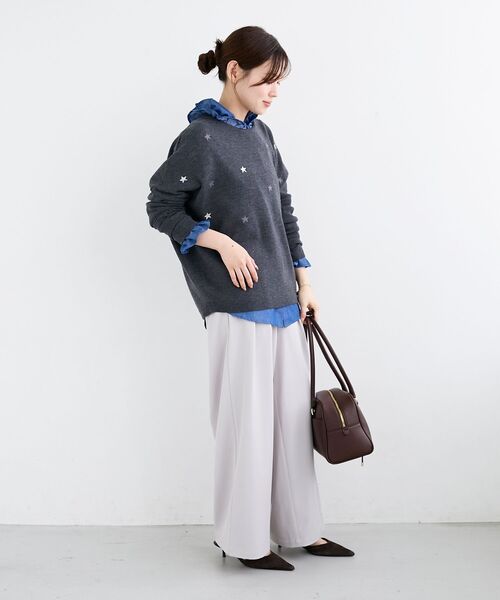 le.coeur blanc（ルクールブラン）の「《手洗い可能》スター刺繍ニットプルオーバー（ニット/セーター・レディース・グレー/ベージュ/ブラウン・38）」の13枚目の写真