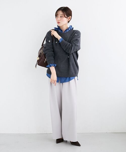 le.coeur blanc（ルクールブラン）の「《手洗い可能》スター刺繍ニットプルオーバー（ニット/セーター・レディース・グレー/ベージュ/ブラウン・38）」の14枚目の写真