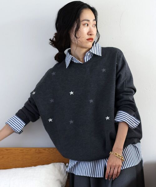 le.coeur blanc（ルクールブラン）の「《手洗い可能》スター刺繍ニットプルオーバー（ニット/セーター・レディース・グレー/ベージュ/ブラウン・38）」の16枚目の写真