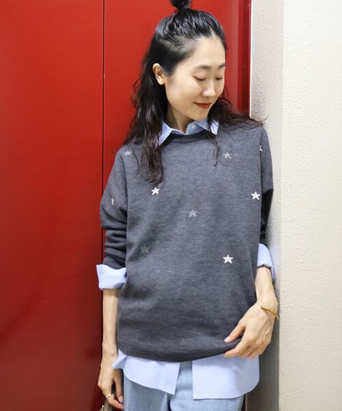 le.coeur blanc（ルクールブラン）の「《手洗い可能》スター刺繍ニットプルオーバー（ニット/セーター・レディース・グレー/ベージュ/ブラウン・38）」の17枚目の写真