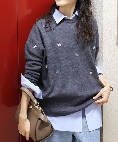 le.coeur blanc（ルクールブラン）の「《手洗い可能》スター刺繍ニットプルオーバー（ニット/セーター・レディース・グレー/ベージュ/ブラウン・38）」の18枚目の写真