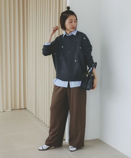 le.coeur blanc（ルクールブラン）の「《手洗い可能》スター刺繍ニットプルオーバー（ニット/セーター・レディース・グレー/ベージュ/ブラウン・38）」の21枚目の写真