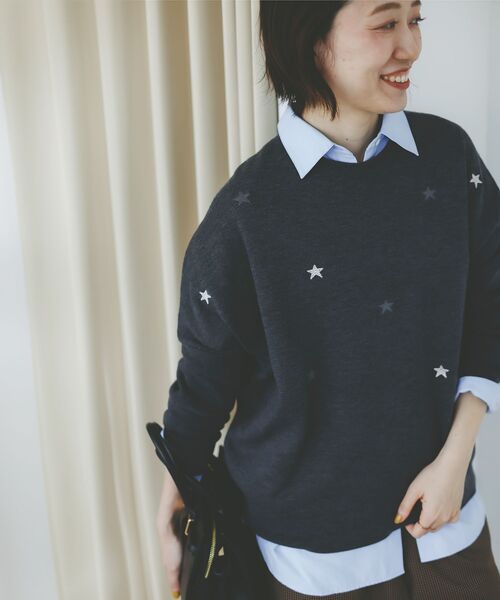 le.coeur blanc（ルクールブラン）の「《手洗い可能》スター刺繍ニットプルオーバー（ニット/セーター・レディース・グレー/ベージュ/ブラウン・38）」の22枚目の写真