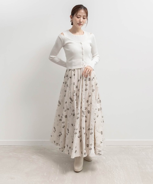 RANDA（ランダ）の「ニットドッキングアンサンブルワンピース（ワンピース・レディース・ブラウン/ホワイト/グレー・1/0）」の2枚目の写真