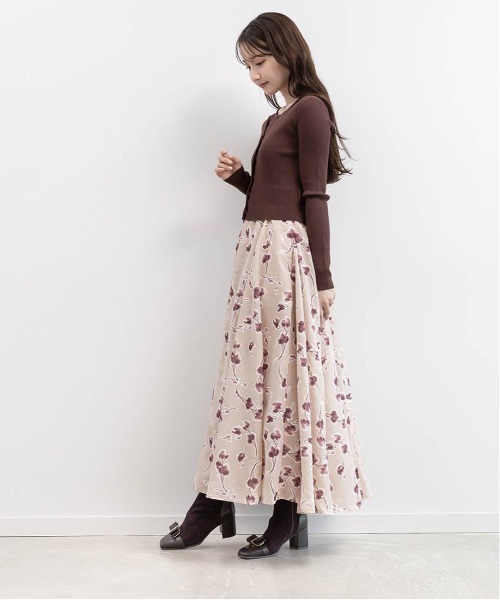 RANDA（ランダ）の「ニットドッキングアンサンブルワンピース（ワンピース・レディース・ブラウン/ホワイト/グレー・1/0）」の5枚目の写真