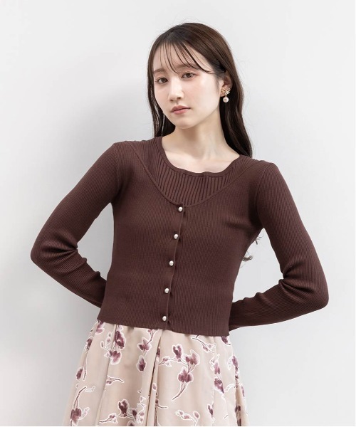 RANDA（ランダ）の「ニットドッキングアンサンブルワンピース（ワンピース・レディース・ブラウン/ホワイト/グレー・1/0）」の7枚目の写真