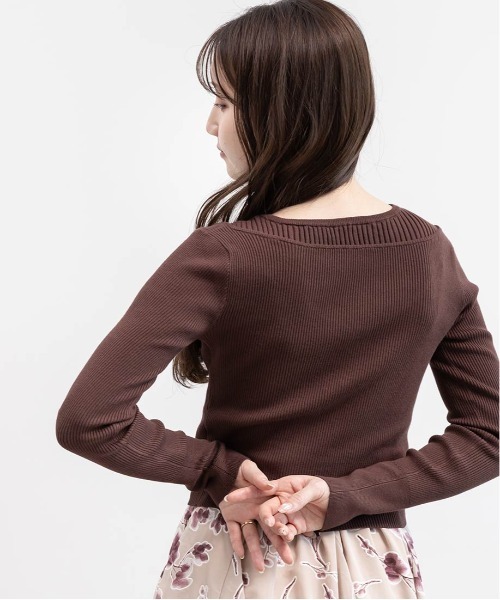 RANDA（ランダ）の「ニットドッキングアンサンブルワンピース（ワンピース・レディース・ブラウン/ホワイト/グレー・1/0）」の9枚目の写真