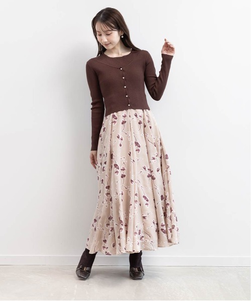 RANDA（ランダ）の「ニットドッキングアンサンブルワンピース（ワンピース・レディース・ブラウン/ホワイト/グレー・1/0）」の10枚目の写真