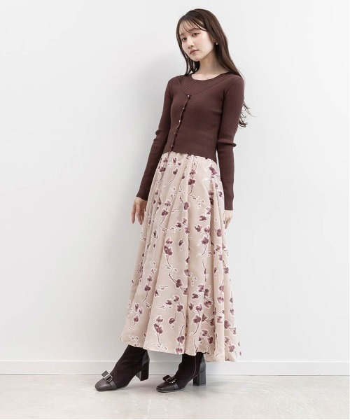 RANDA（ランダ）の「ニットドッキングアンサンブルワンピース（ワンピース・レディース・ブラウン/ホワイト/グレー・1/0）」の12枚目の写真