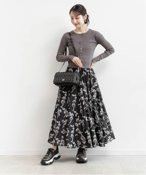 RANDA（ランダ）の「ニットドッキングアンサンブルワンピース（ワンピース・レディース・ブラウン/ホワイト/グレー・1/0）」の13枚目の写真