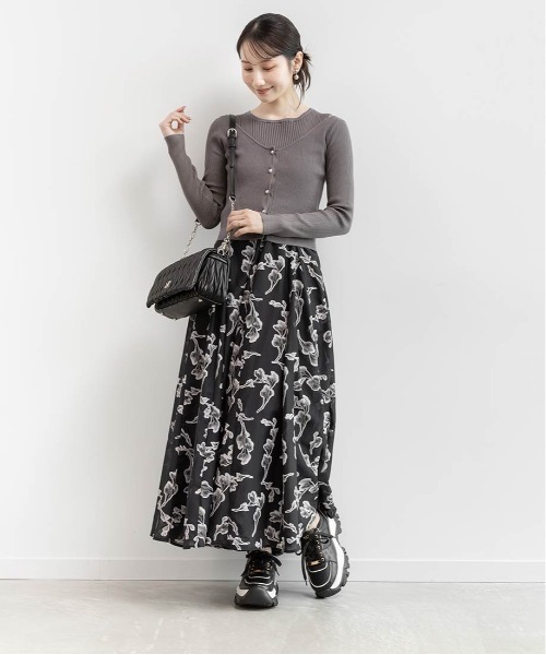 RANDA（ランダ）の「ニットドッキングアンサンブルワンピース（ワンピース・レディース・ブラウン/ホワイト/グレー・1/0）」の14枚目の写真