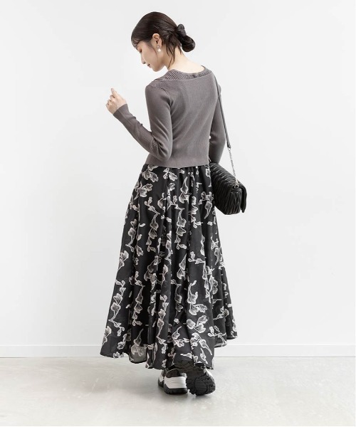 RANDA（ランダ）の「ニットドッキングアンサンブルワンピース（ワンピース・レディース・ブラウン/ホワイト/グレー・1/0）」の15枚目の写真