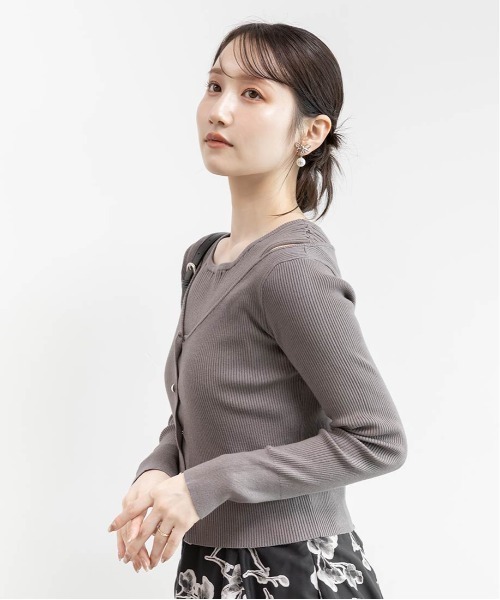 RANDA（ランダ）の「ニットドッキングアンサンブルワンピース（ワンピース・レディース・ブラウン/ホワイト/グレー・1/0）」の17枚目の写真