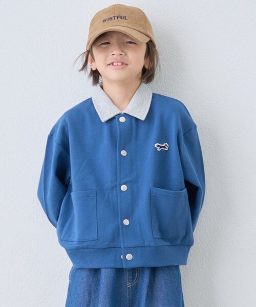 PENNEYS(ぺニーズ)の「【KIDS】【FOX×TYPY】配色襟付きワンポイント裏毛スナップカーディガン(カーディガン/ボレロ・キッズ・グレー/チャコールグレー/ネイビー・110/130/150)」の1枚目の写真