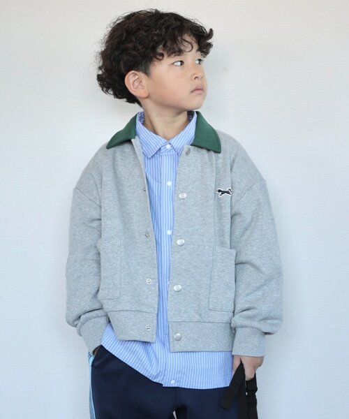 PENNEYS(ぺニーズ)の「【KIDS】【FOX×TYPY】配色襟付きワンポイント裏毛スナップカーディガン(カーディガン/ボレロ・キッズ・グレー/チャコールグレー/ネイビー・110/130/150)」の3枚目の写真