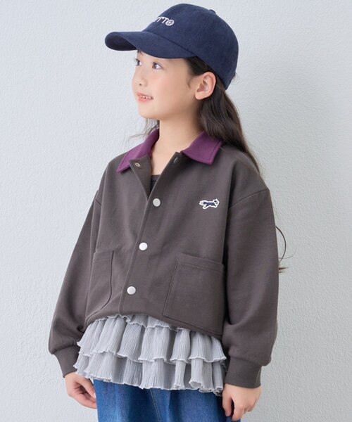 PENNEYS(ぺニーズ)の「【KIDS】【FOX×TYPY】配色襟付きワンポイント裏毛スナップカーディガン(カーディガン/ボレロ・キッズ・グレー/チャコールグレー/ネイビー・110/130/150)」の2枚目の写真