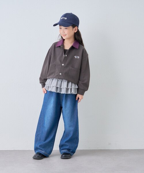 PENNEYS(ぺニーズ)の「【KIDS】【FOX×TYPY】配色襟付きワンポイント裏毛スナップカーディガン(カーディガン/ボレロ・キッズ・グレー/チャコールグレー/ネイビー・110/130/150)」の5枚目の写真