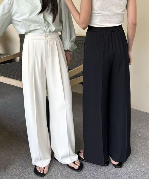 aimoha(アイモハ)の「ストレート タック ワイドパンツ(スラックス・レディース・レッド/ダークグレー/ダークベージュ/ブラック/ライトベージュ・MEDIUM/SMALL/LARGE)」の18枚目の写真