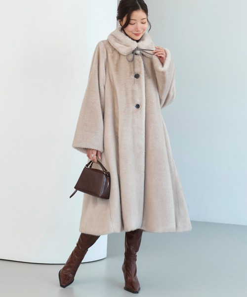 RUIRUE BOUTIQUE(ルイルエブティック)の「フラッフィー シンセティック ファー コート | アウター / ファーコート / コート / ロングコート / エコファーコート(その他アウター・レディース・サンドベージュ/ライトグレー/ブラック・M~L/S~M)」の5枚目の写真
