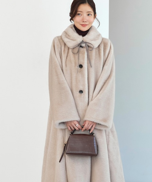 RUIRUE BOUTIQUE(ルイルエブティック)の「フラッフィー シンセティック ファー コート | アウター / ファーコート / コート / ロングコート / エコファーコート(その他アウター・レディース・サンドベージュ/ライトグレー/ブラック・M~L/S~M)」の8枚目の写真