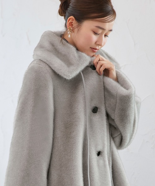 RUIRUE BOUTIQUE(ルイルエブティック)の「フラッフィー シンセティック ファー コート | アウター / ファーコート / コート / ロングコート / エコファーコート(その他アウター・レディース・サンドベージュ/ライトグレー/ブラック・M~L/S~M)」の11枚目の写真