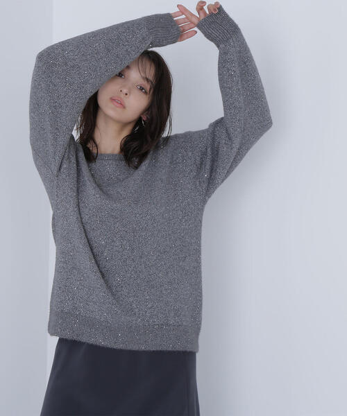 NATURAL BEAUTY BASIC(ナチュラルビューティーベーシック)の「◇スパンコールフェザーラメニット(ニット/セーター・レディース・オレンジ/ライトグリーン/グレー・FREE)」の13枚目の写真