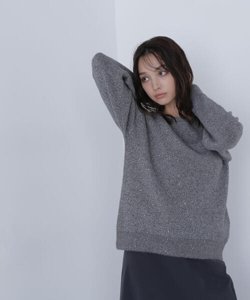 NATURAL BEAUTY BASIC(ナチュラルビューティーベーシック)の「◇スパンコールフェザーラメニット(ニット/セーター・レディース・オレンジ/ライトグリーン/グレー・FREE)」の15枚目の写真