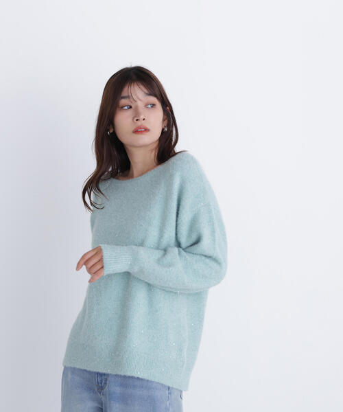 NATURAL BEAUTY BASIC(ナチュラルビューティーベーシック)の「◇スパンコールフェザーラメニット(ニット/セーター・レディース・オレンジ/ライトグリーン/グレー・FREE)」の22枚目の写真
