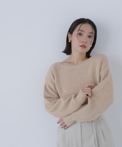 NATURAL BEAUTY BASIC(ナチュラルビューティーベーシック)の「◇スパンコールフェザーラメニット(ニット/セーター・レディース・オレンジ/ライトグリーン/グレー・FREE)」の8枚目の写真