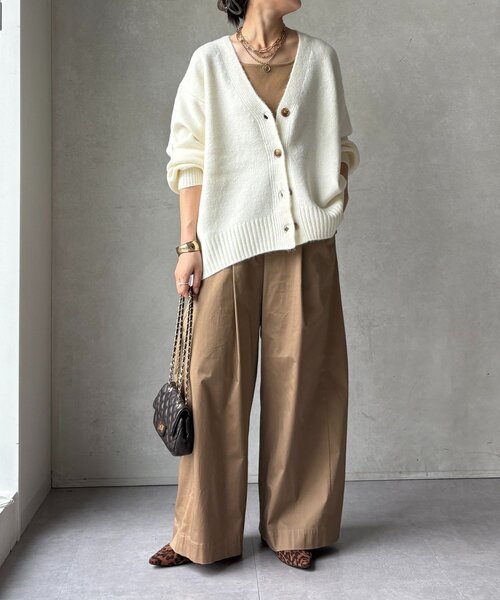 DouDou（ドゥドゥ）の「【WEB限定】Vネックワイドワイドカーディガン（カーディガン/ボレロ・レディース・レッド/キャメル/オフホワイト/チャコールグレー・FREE）」の21枚目の写真