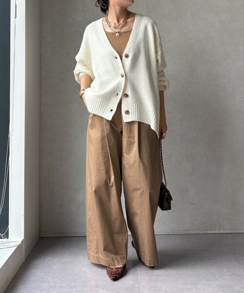 DouDou（ドゥドゥ）の「【WEB限定】Vネックワイドワイドカーディガン（カーディガン/ボレロ・レディース・レッド/キャメル/オフホワイト/チャコールグレー・FREE）」の16枚目の写真