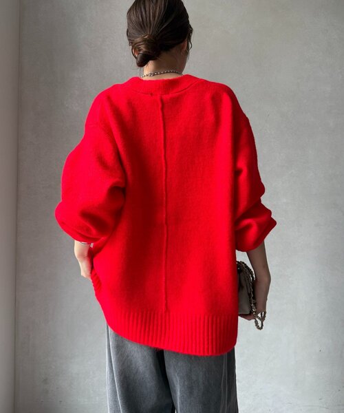 DouDou（ドゥドゥ）の「【WEB限定】Vネックワイドワイドカーディガン（カーディガン/ボレロ・レディース・レッド/キャメル/オフホワイト/チャコールグレー・FREE）」の18枚目の写真