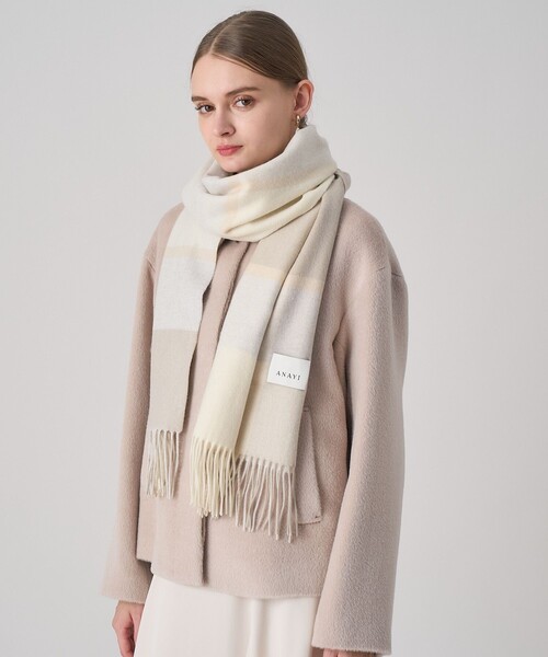 パネルチェックカシミヤストール（ストール/ショール）｜ANAYI（アナイ