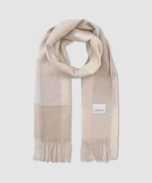 ANAYI（アナイ）の「パネルチェックカシミヤストール（ストール/ショール・レディース・レッド系その他/ベージュ系その他・FREE）」の9枚目の写真