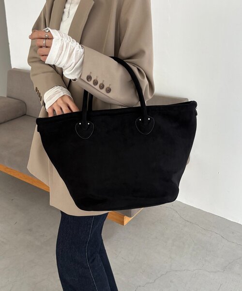 CAPRICIEUX LE'MAGE(カプリシューレマージュ)の「【大容量】スエード台形トート(ショルダーバッグ・レディース・キャメル/ブラック・FREE)」の10枚目の写真