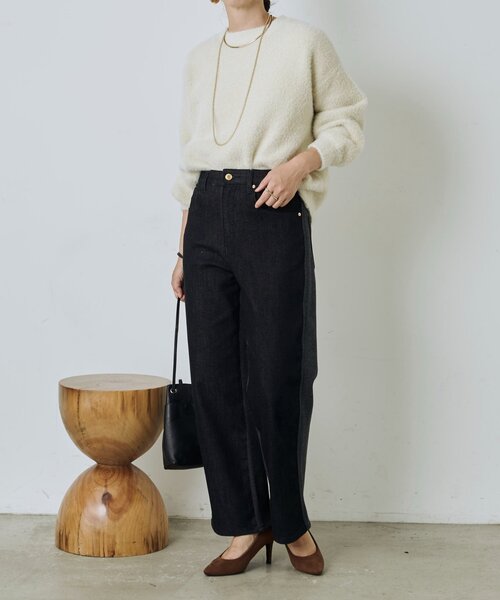 Jena espace merveilleux（ジェナ　エスパスメルヴェイユ）の「メルトンデニムパンツ（デニムパンツ・レディース・ブラック/ブルー・FREE）」の4枚目の写真